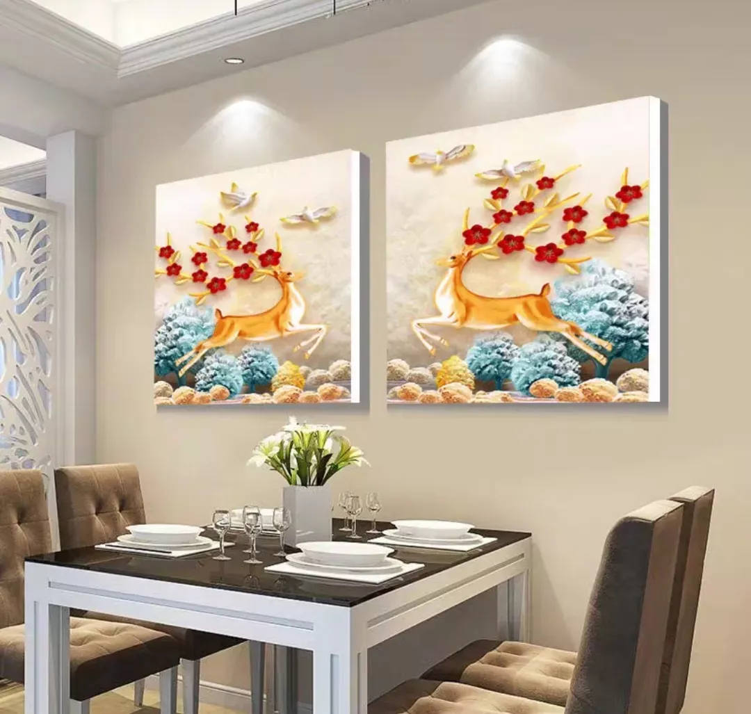 無框掛畫 | 現代壁畫二件組 | 賀喜金鹿