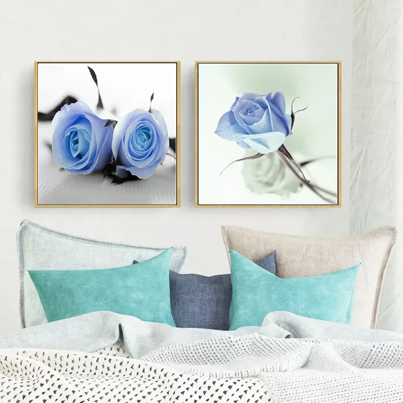 無框掛畫 | 現代壁畫二件組 | 花系藍