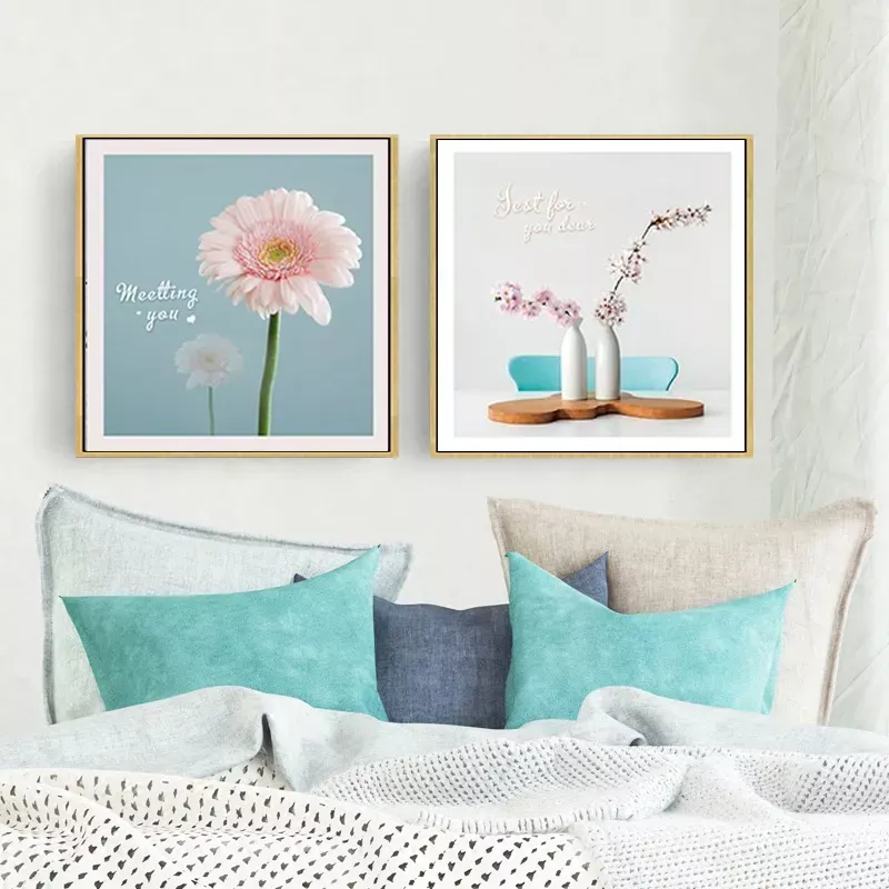 無框掛畫 | 現代壁畫二件組 | 花系粉