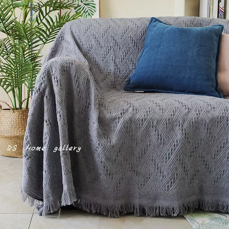 多功能編織蓋毯 | 天空上的灰雲-流蘇毯 Weaving Blanket