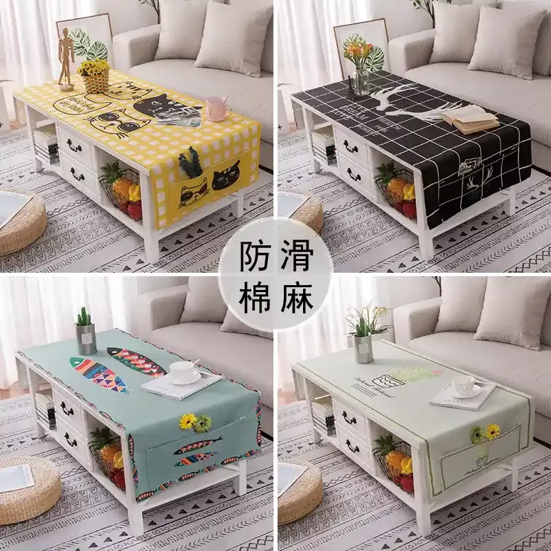 棉麻桌布-厚磅側收納袋