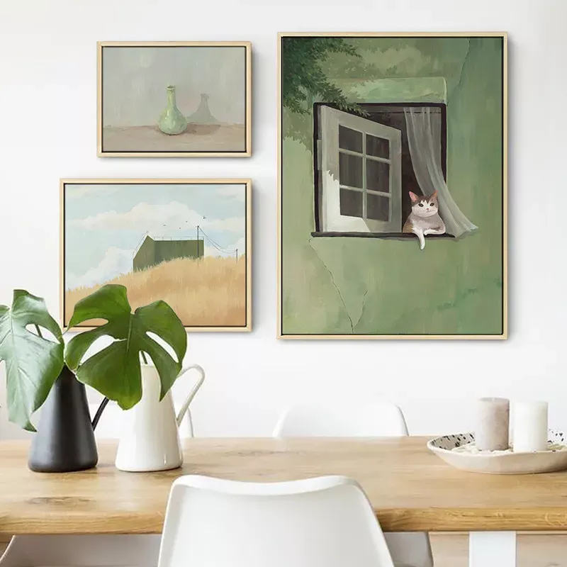 掛畫 | 壁畫 | 客廳軟裝畫作 - 望風景的貓