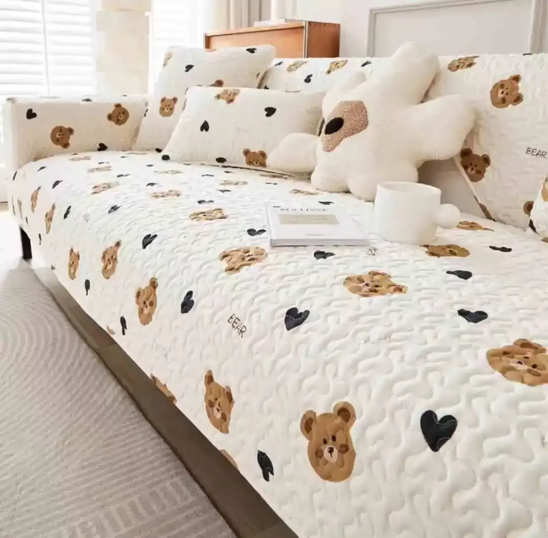 棉質沙發墊-愛心熊