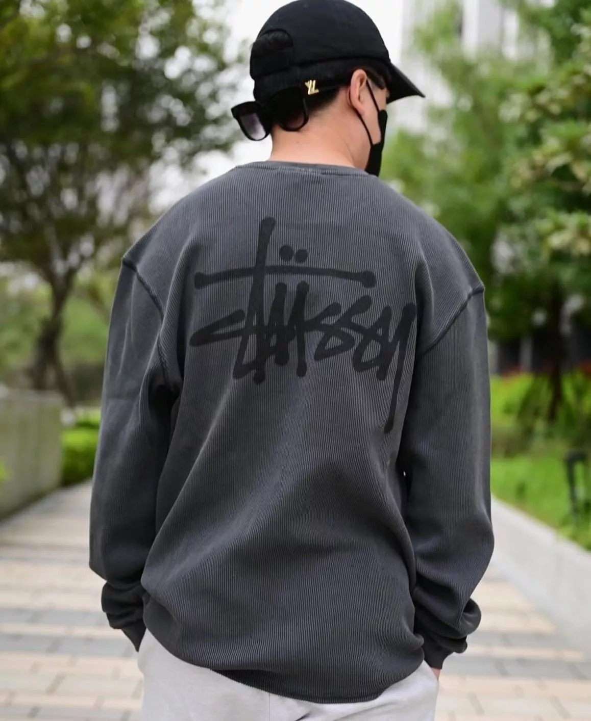 Stussy 水洗做舊 Basic Stock LS Thermal 華夫格長TEE