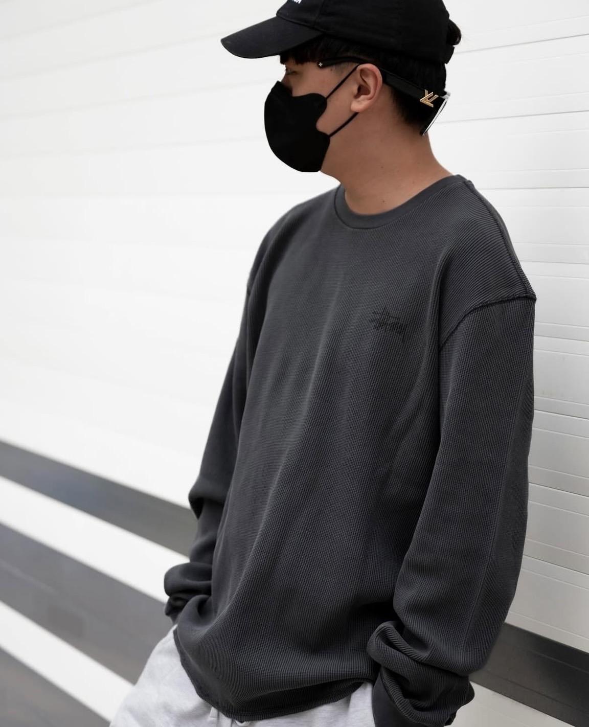 Stussy 水洗做舊 Basic Stock LS Thermal 華夫格長TEE