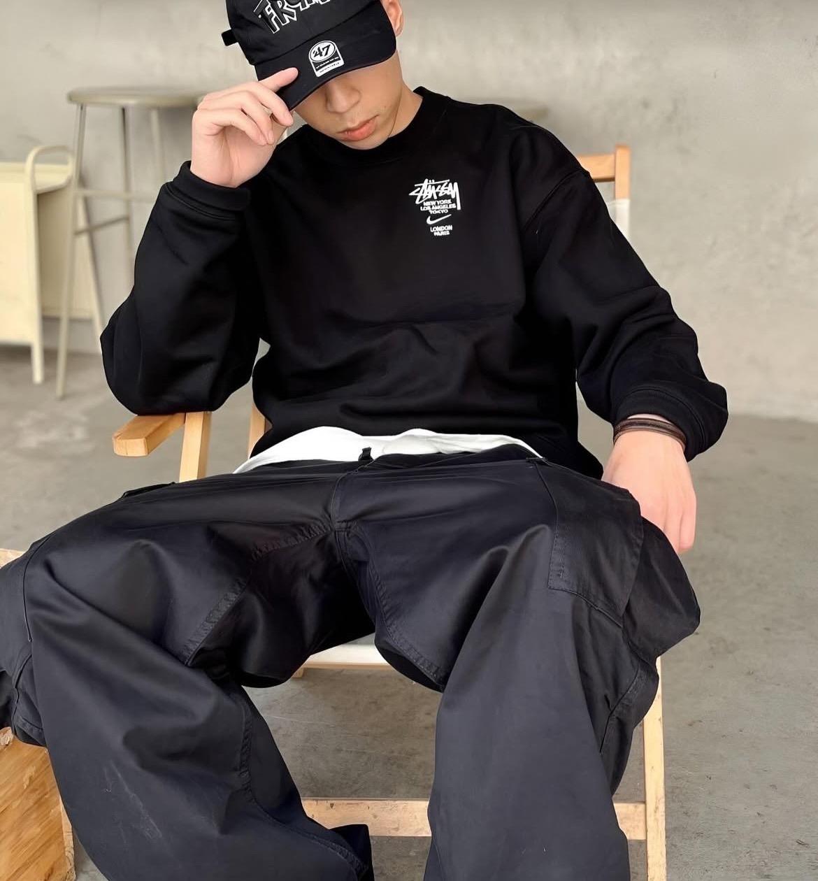 Stussy x Nike Crew Fleece 刺繡 Logo 聯名大學TEE