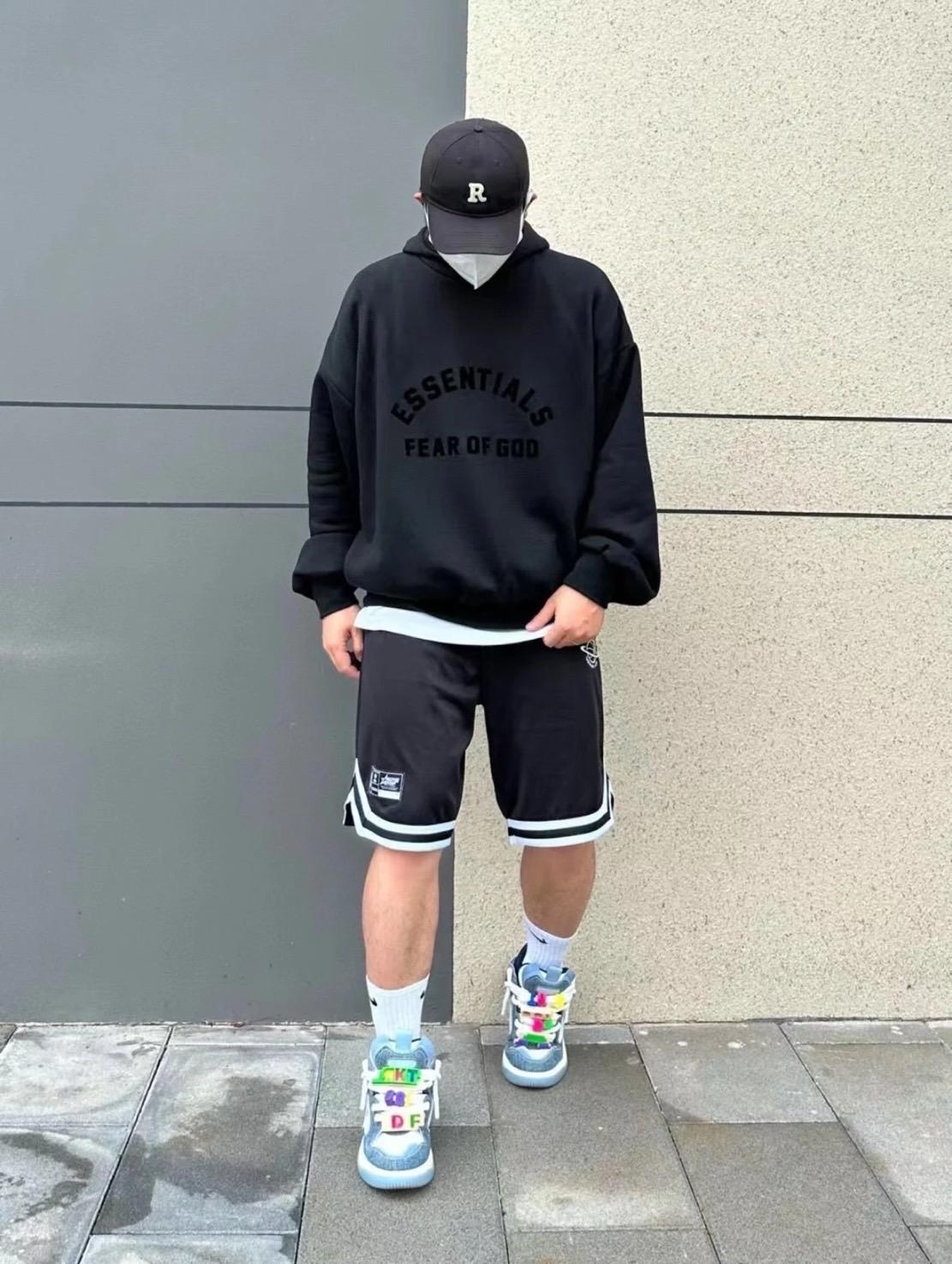 Fear Of God Essentials 23ss Hoodie Jet Black 圓弧字體帽TEE