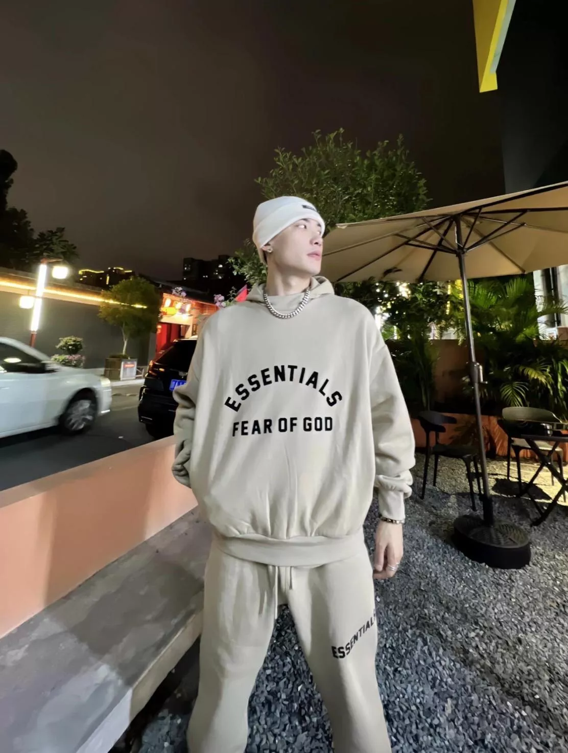 Fear Of God Essentials 23ss Hoodie Jet Black 圓弧字體帽TEE