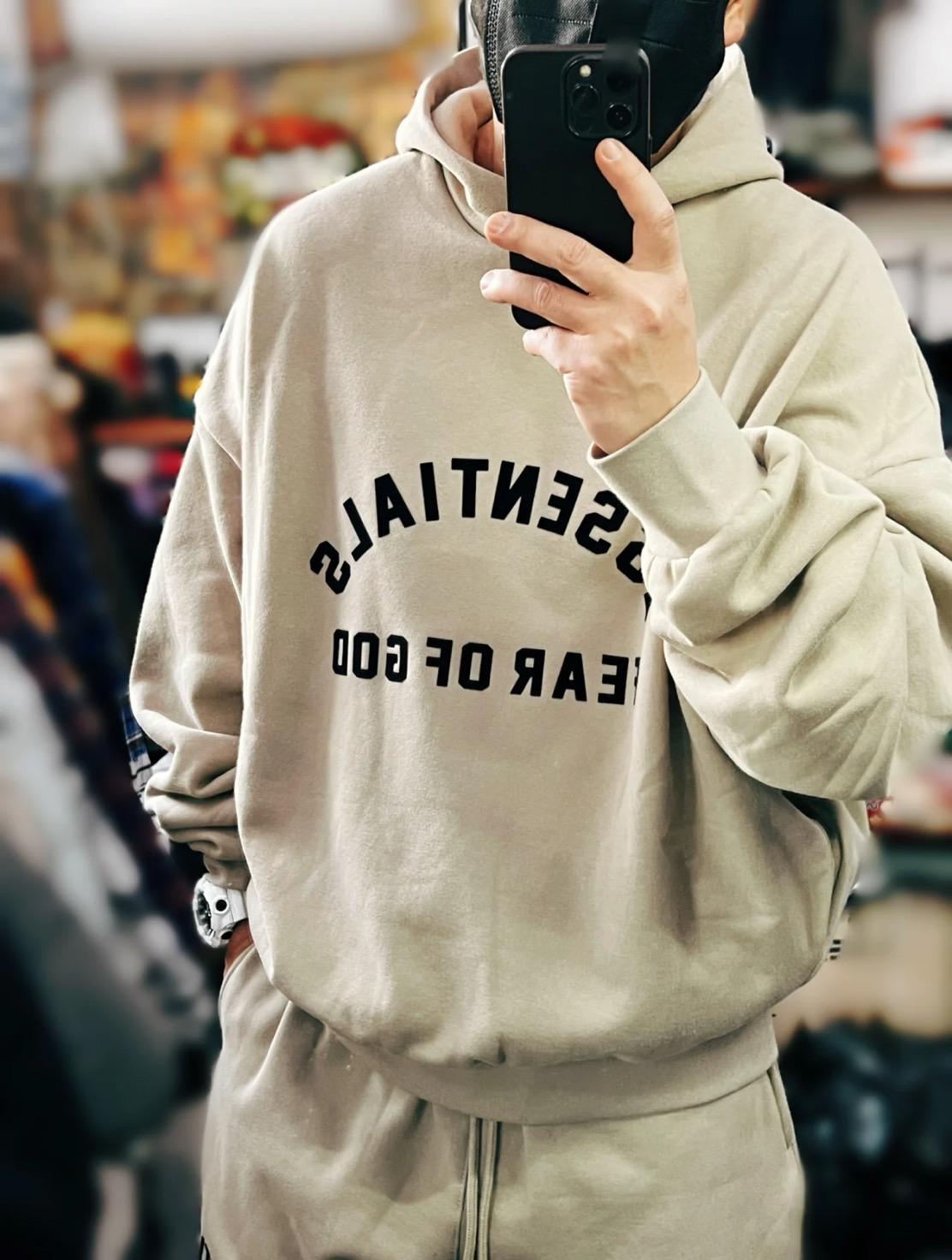 Fear Of God Essentials 23ss Hoodie Jet Black 圓弧字體帽TEE