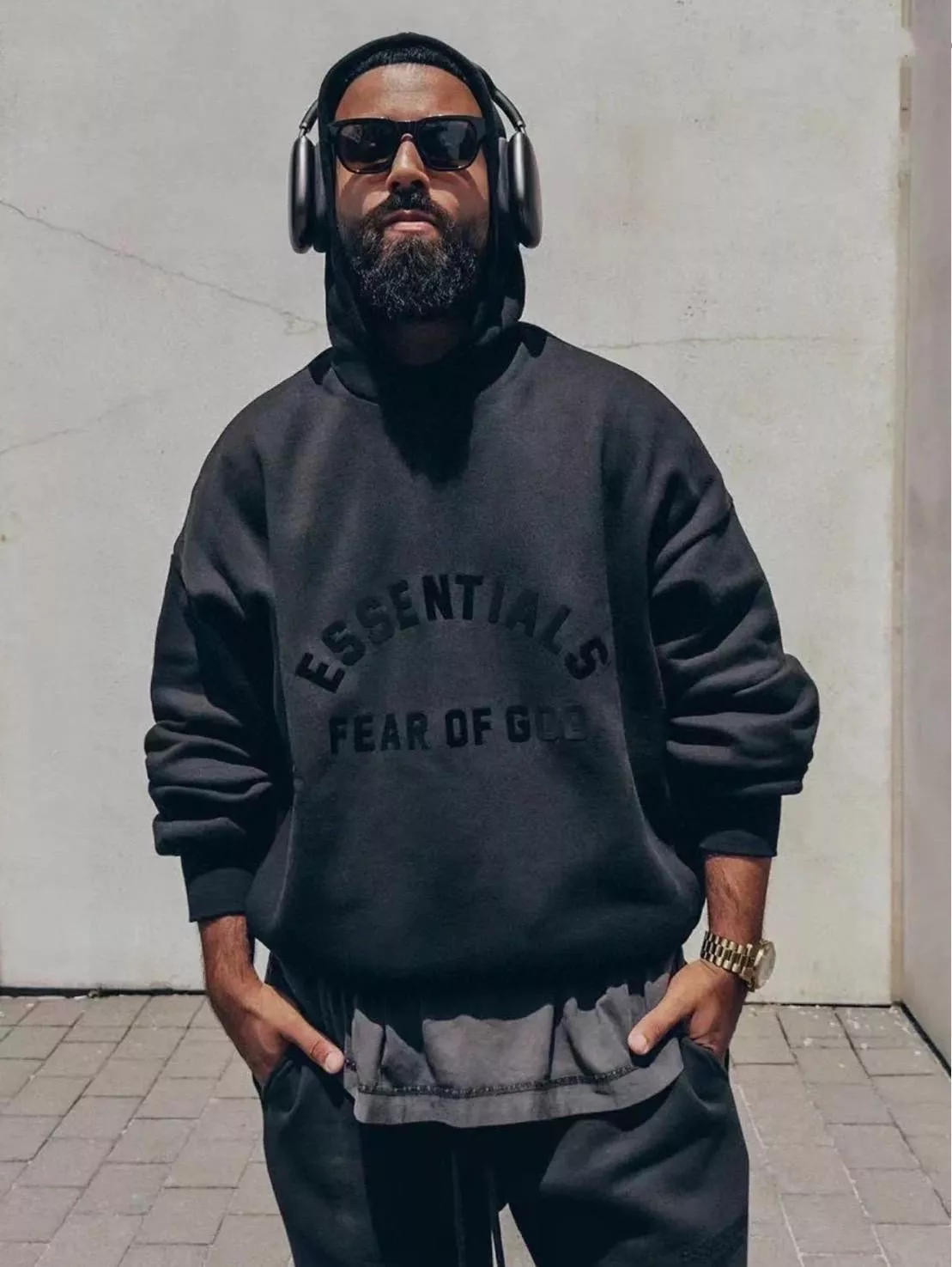 Fear Of God Essentials 23SS Hoodie Jet Black 圓弧字體大學TEE