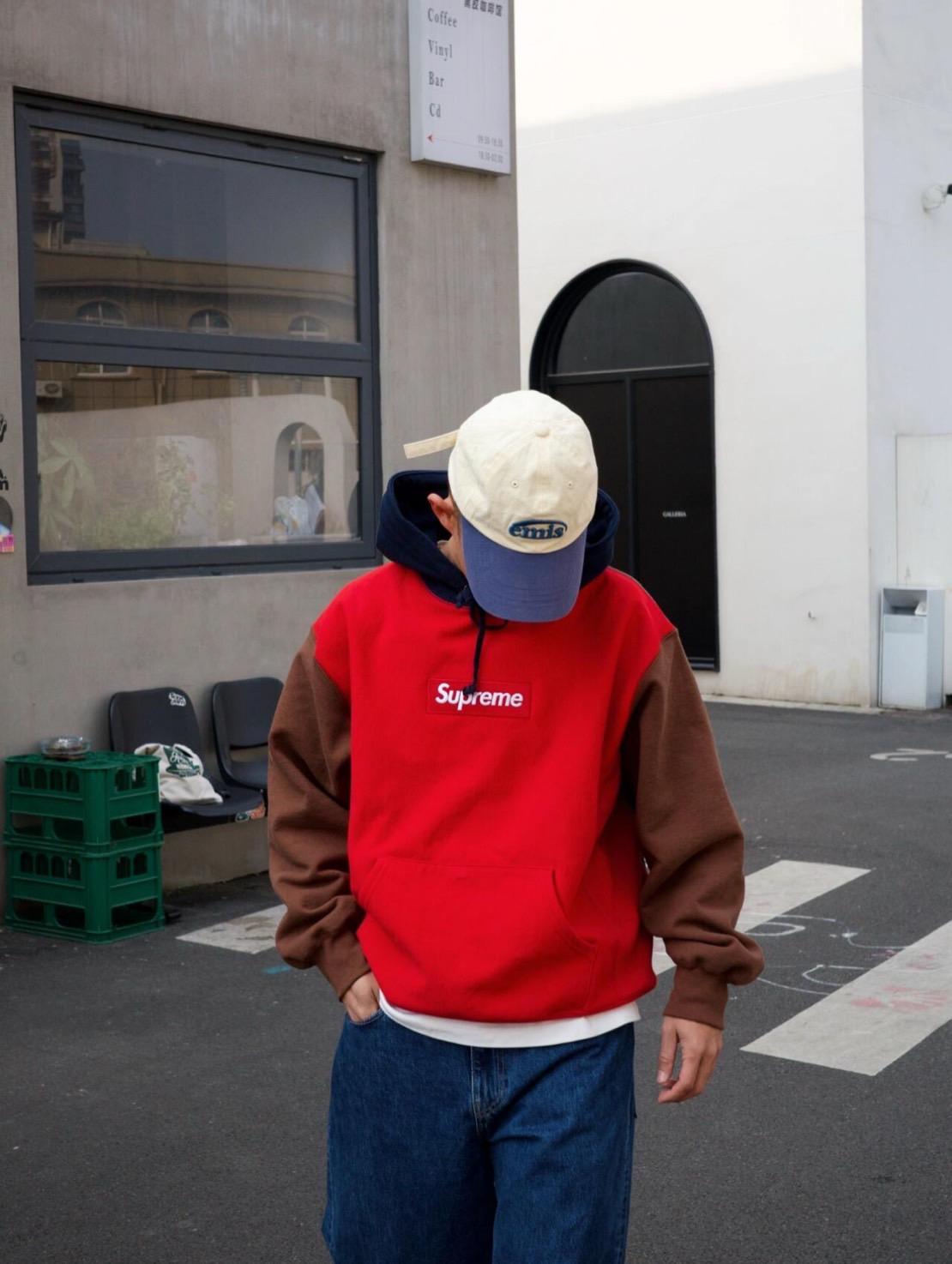 Supreme 24FW Box Logo Hooded Sweatshirt 拼接帽TEE