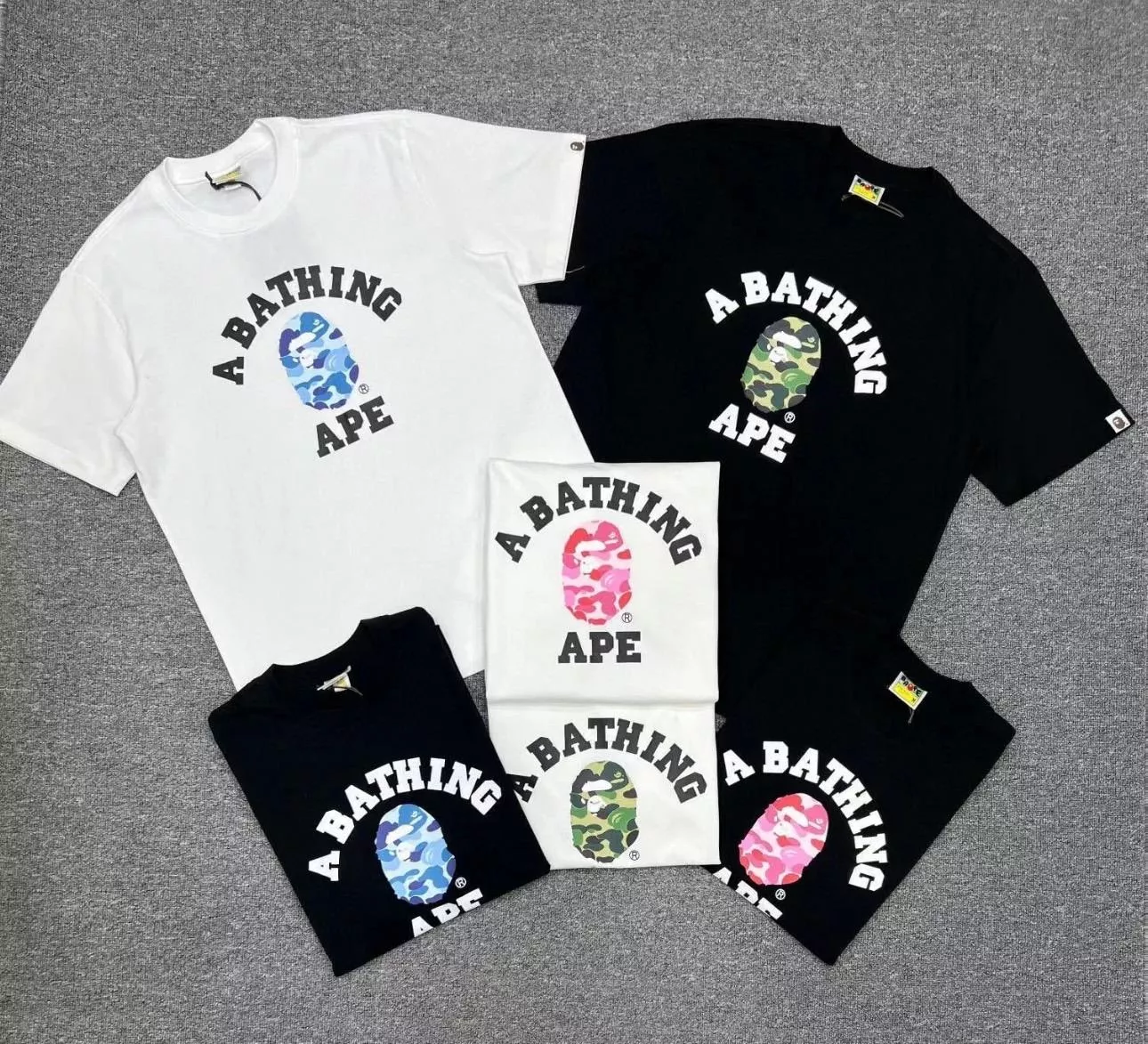 A BATHING APE® MEN Color Camo College 猿人頭迷彩短TEE