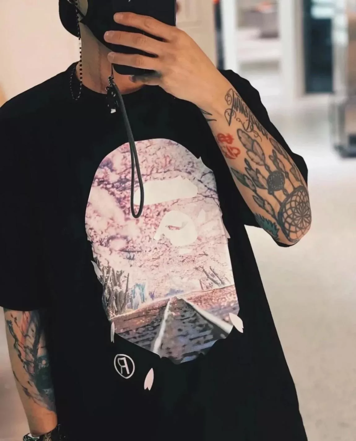 Bape Sakura Photo Ape Head Tee 櫻花鐵路限定短TEE