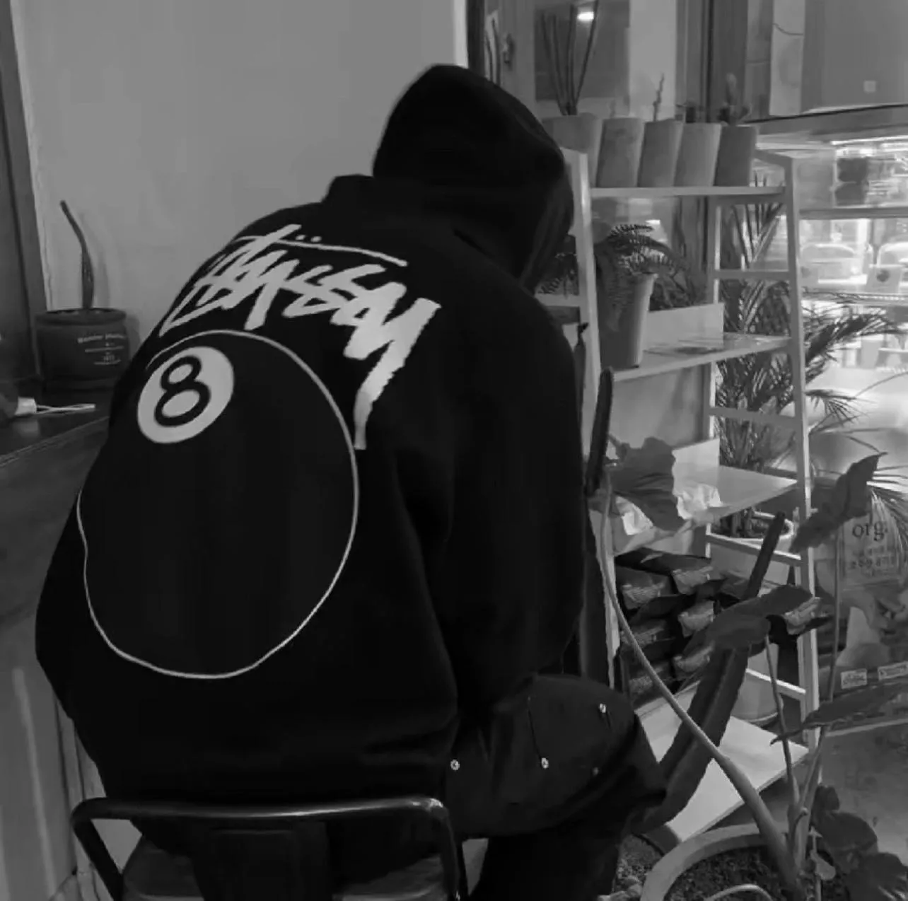 Stussy 8 Ball Zip Up Hoodie Pigment Dyed 黑色外套