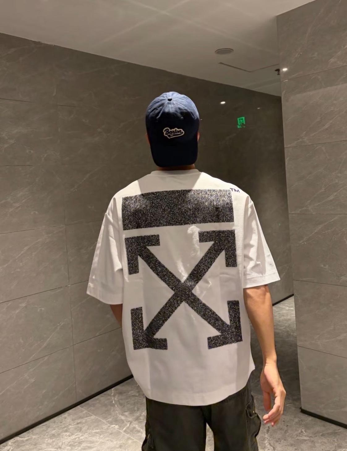 Off-White OW箭頭手寫筆畫繡花短TEE