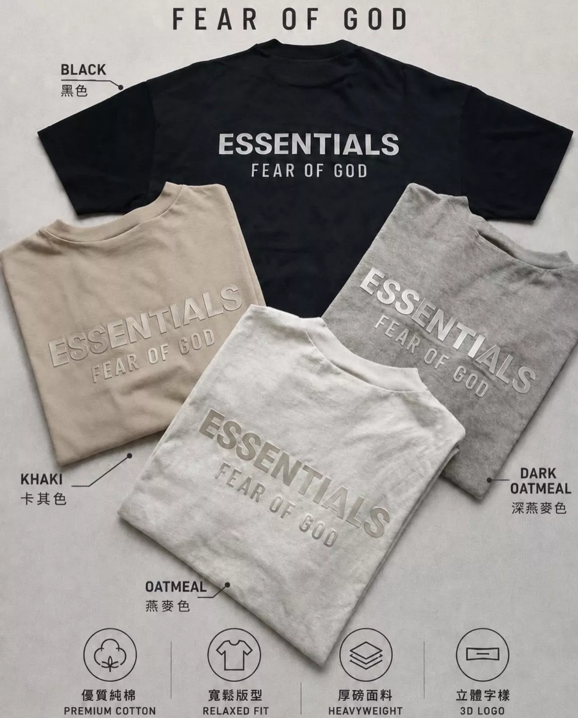 Fear of God Essentials SS25 Classic Short Sleeve 金屬字體 Logo 短TEE