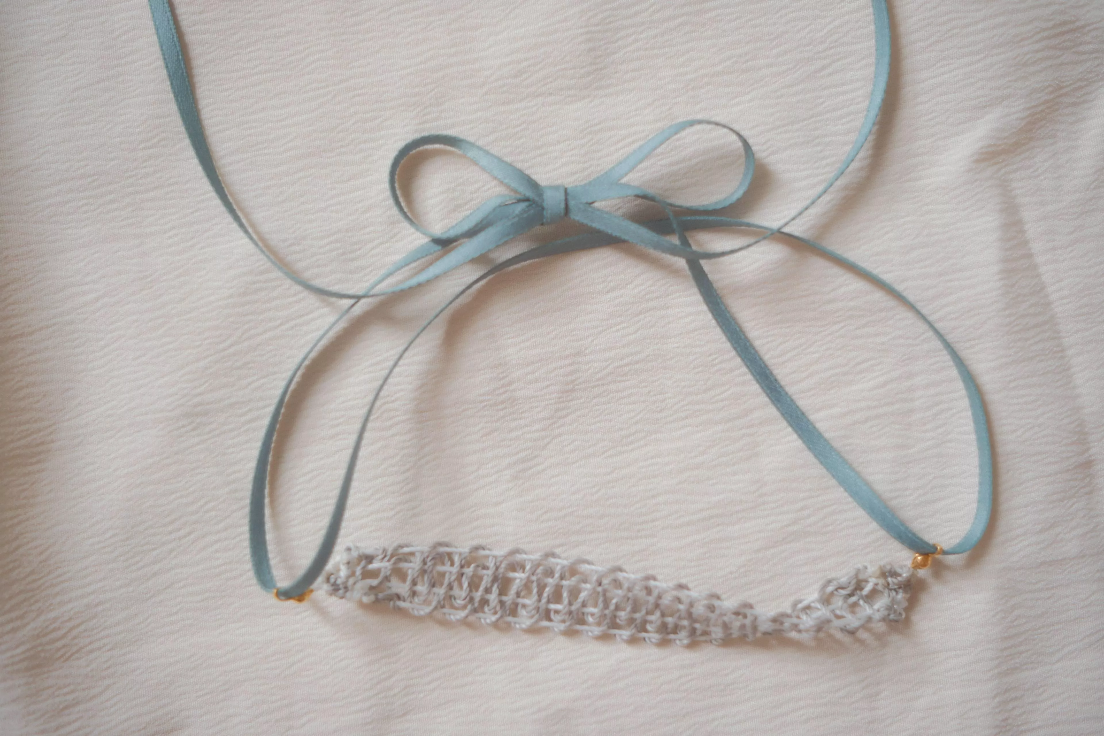 編織蕾絲頸鏈/手鍊/湖水藍灰