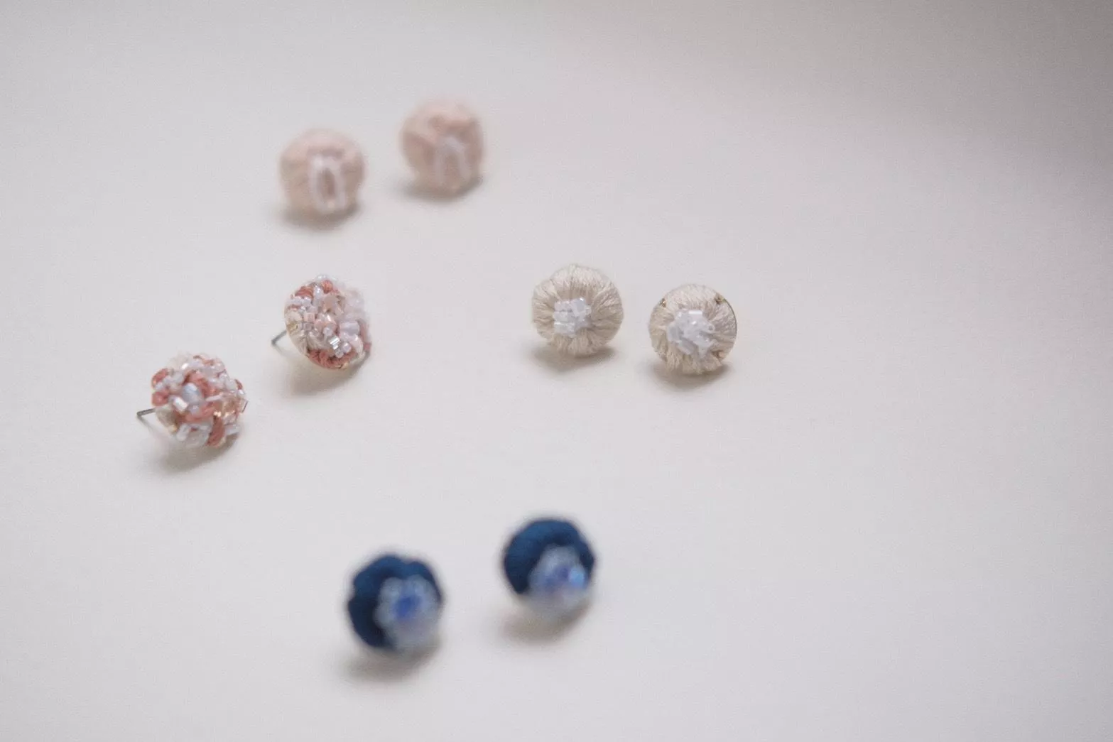 刺繡耳環/純銀耳針-可改夾