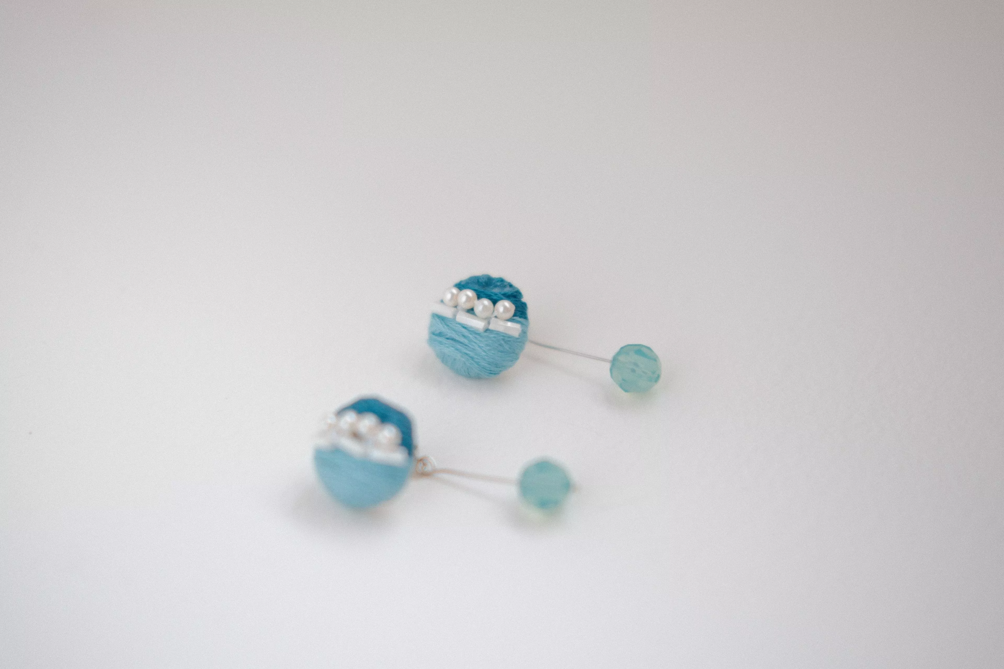 刺繡耳環/純銀耳針-可改夾