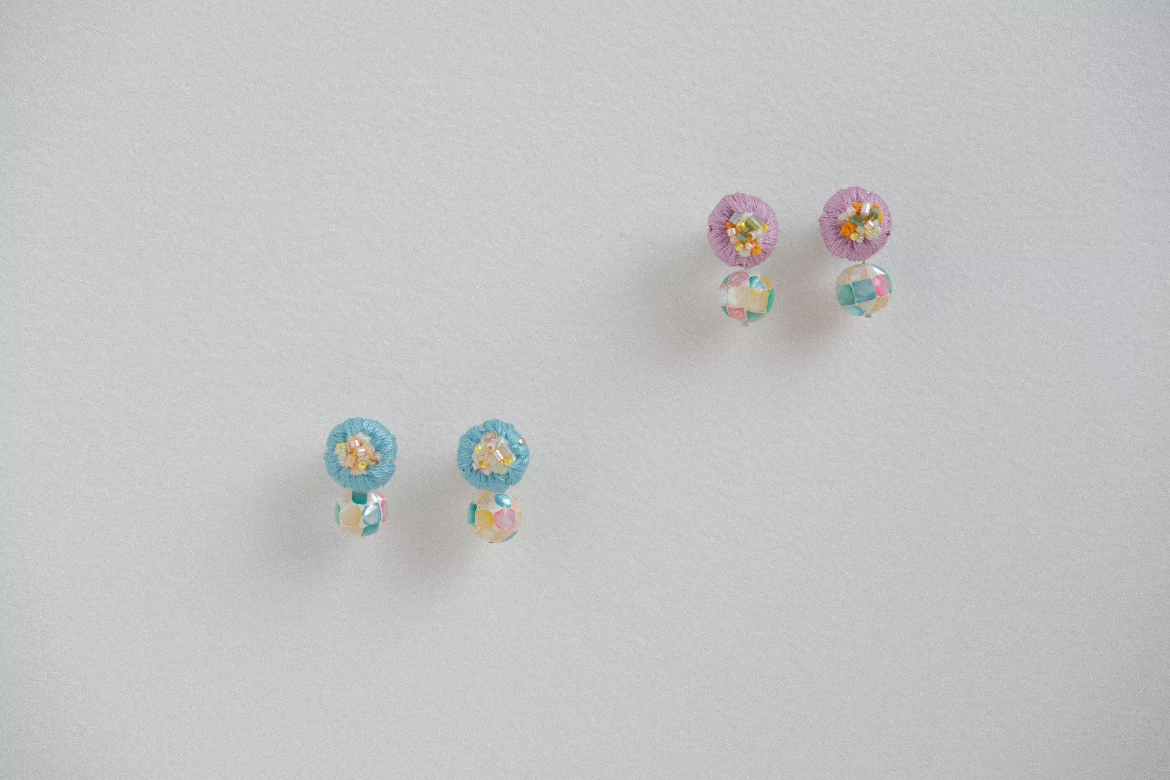 刺繡耳環/純銀耳針-可改夾