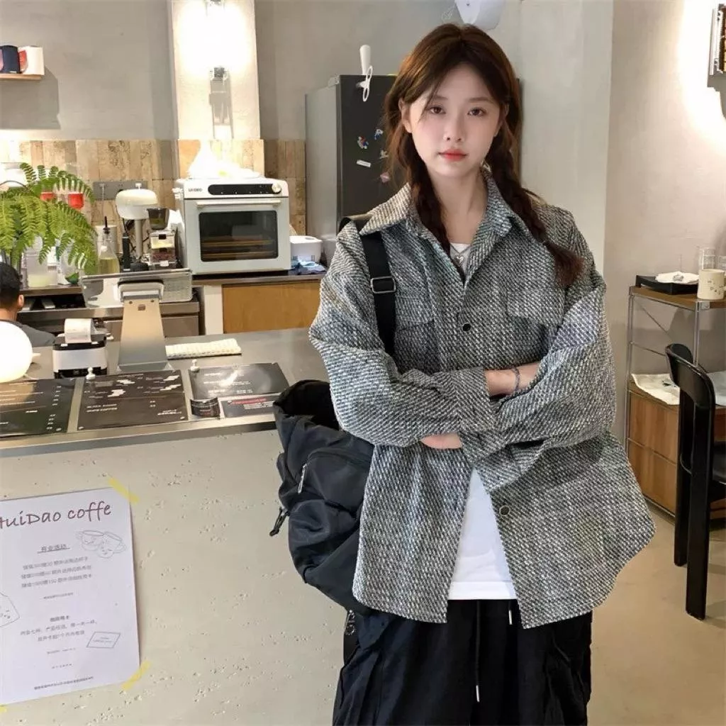 ʀ.ᴄʜ 黑白毛呢襯衫