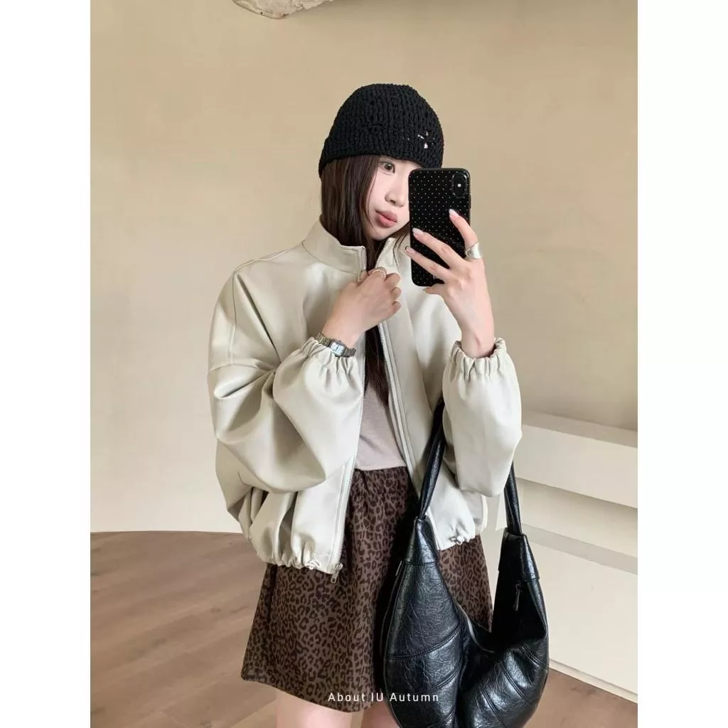 ʀ.ᴄʜ 立領皮革拉鍊外套