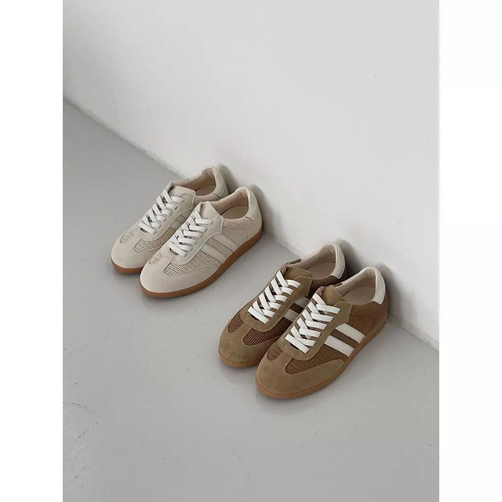 ʀ.ᴄʜ🇰🇷正韓東大門真皮透氣舒適拼接雙條槓德訓休閒鞋