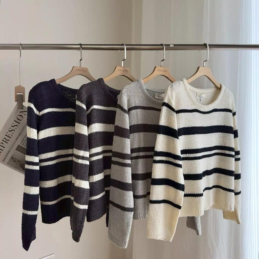 ʀ.ᴄʜ 橫條顆粒感針織上衣