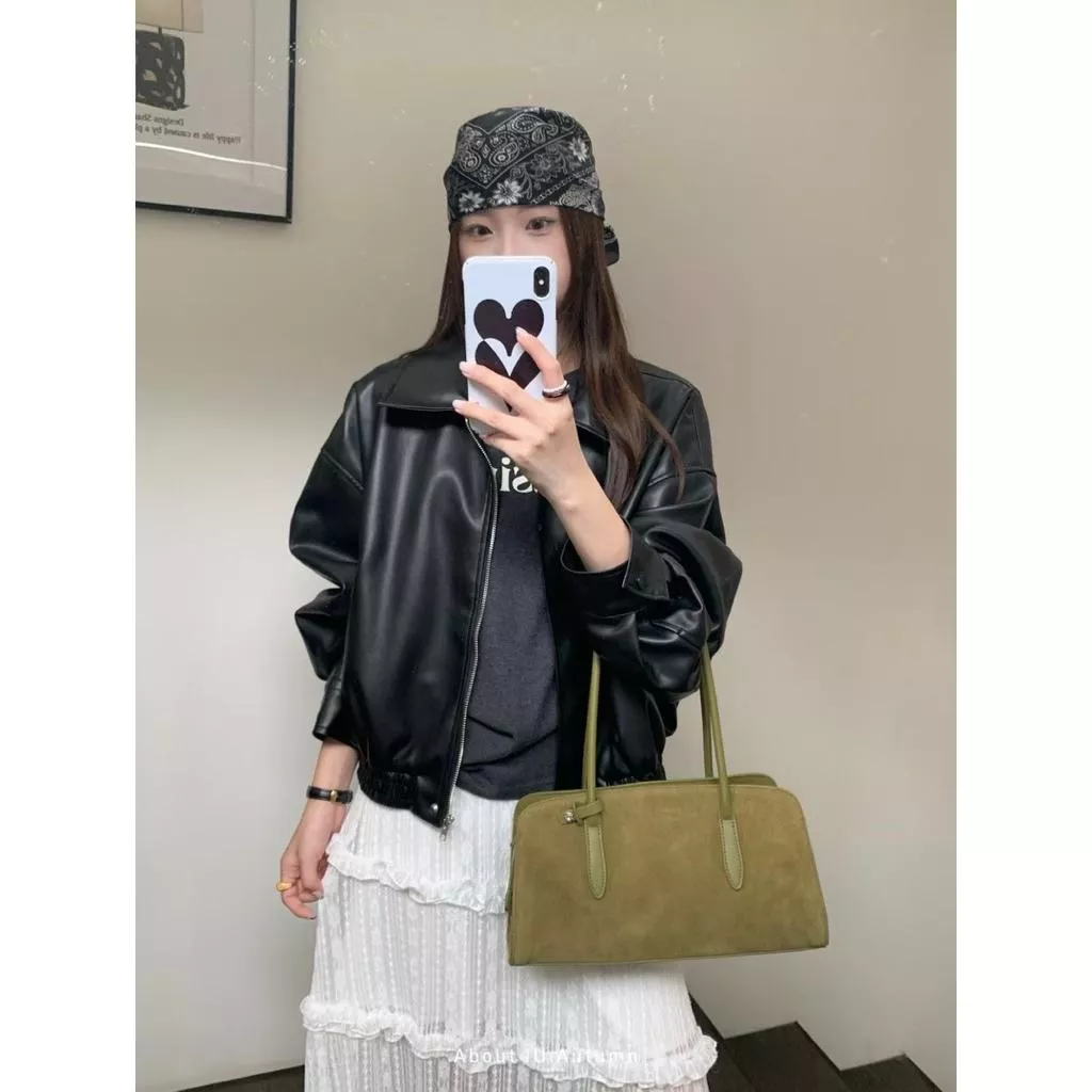 ʀ.ᴄʜ 翻領皮革拉鍊外套