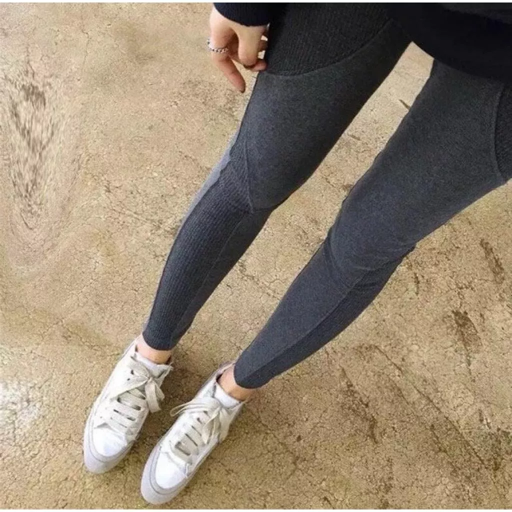 ʀ.ᴄʜ設計感休閒彈利緊身螺紋打底褲