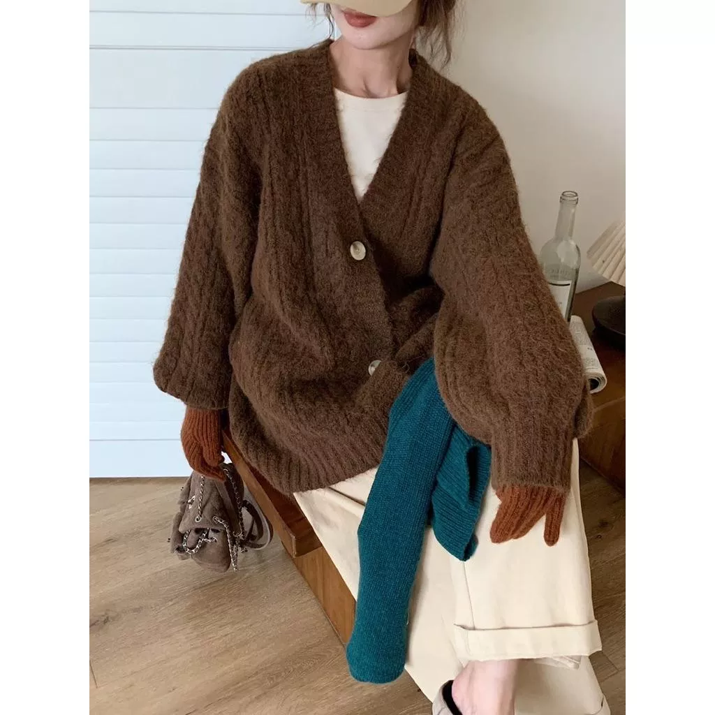 ʀ.ᴄʜ 毛線麻花排釦外套