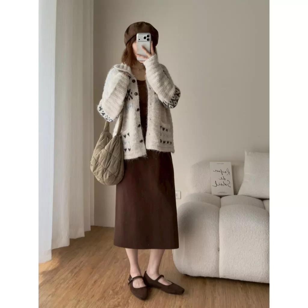 ʀ.ᴄʜ 苞芯紗針織後開衩百搭長裙