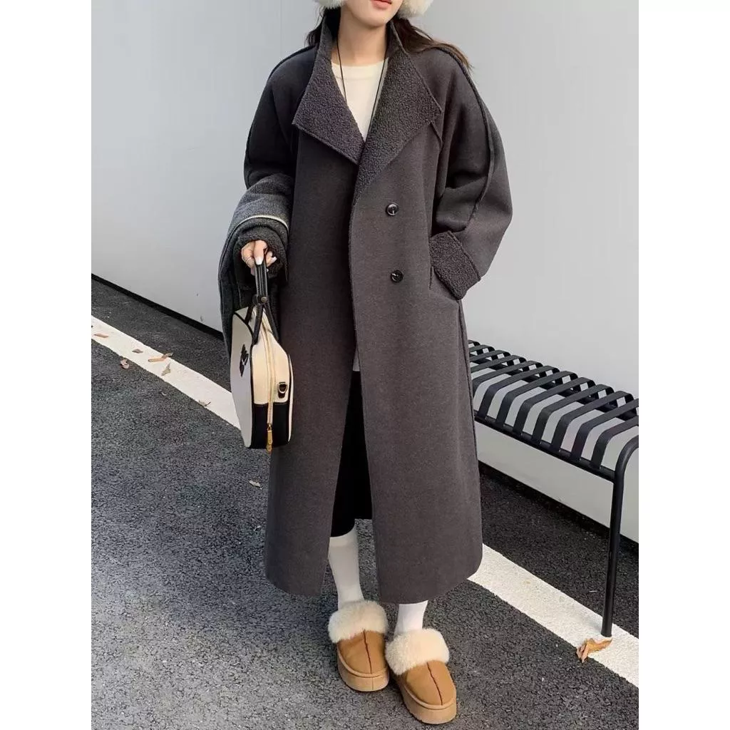 ʀ.ᴄʜ 羊羔毛落肩大衣