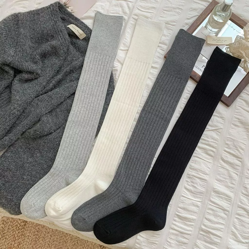 ʀ.ᴄʜ 純棉高質感豎條紋堆堆過膝襪