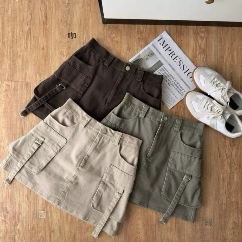 ʀ.ᴄʜ立體口袋斜紋牛仔短裙