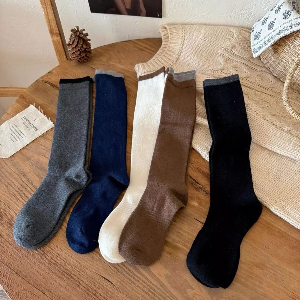 ʀ.ᴄʜ 日系羊毛長筒撞色小腿長襪