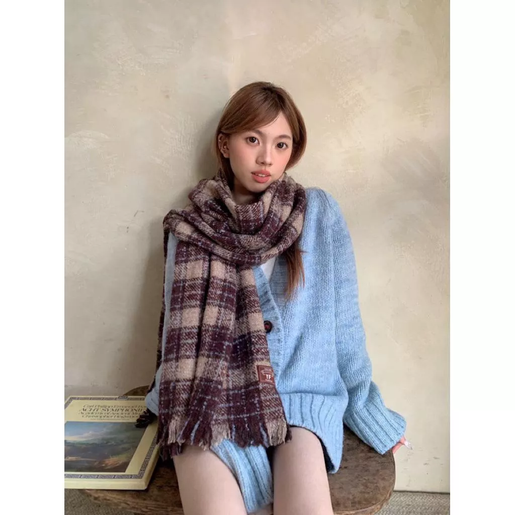 ʀ.ᴄʜ 韓🇰🇷羊毛雙色格紋圍巾