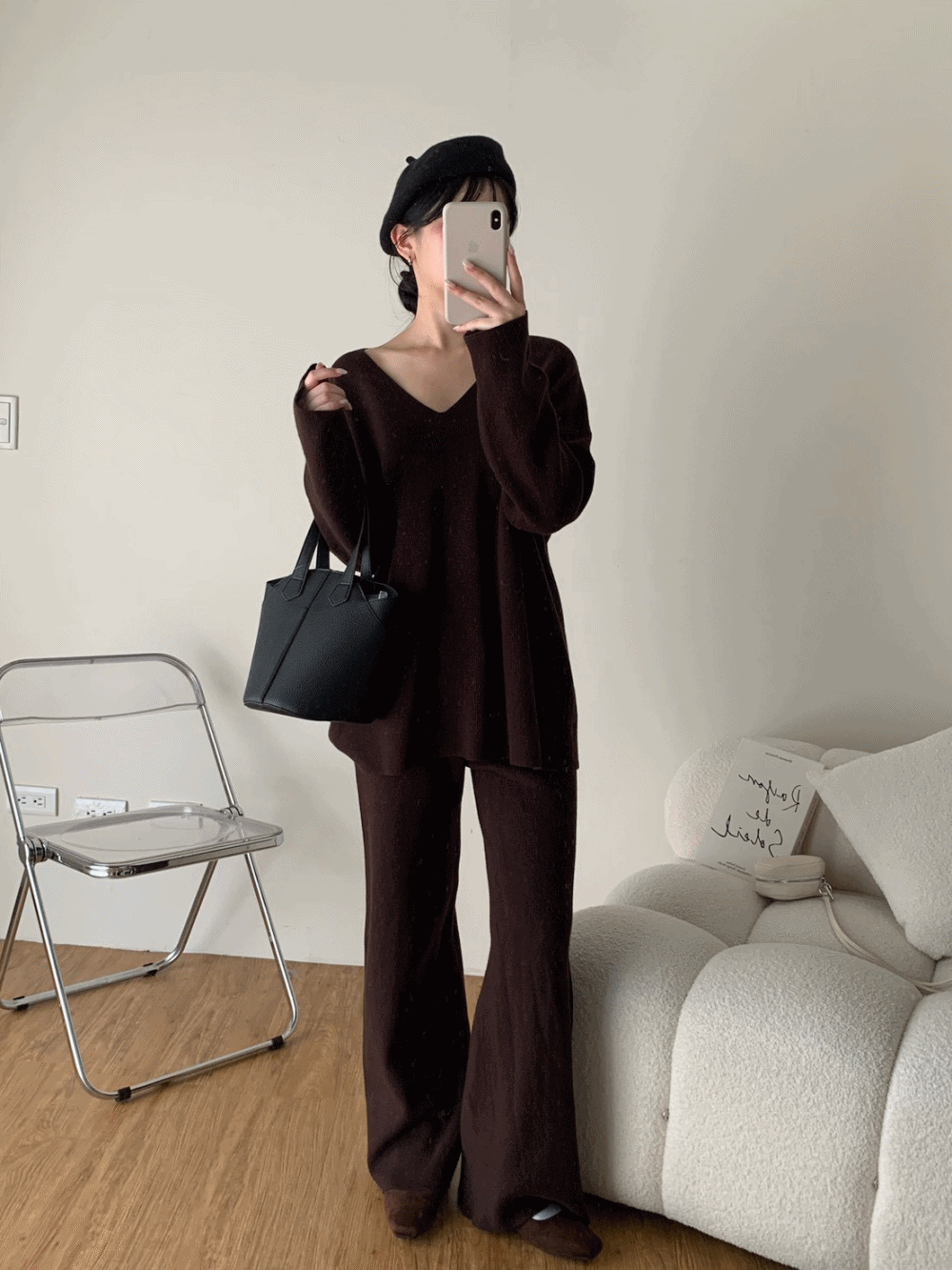 ʀ.ᴄʜ 華夫格V領毛衣長褲套裝