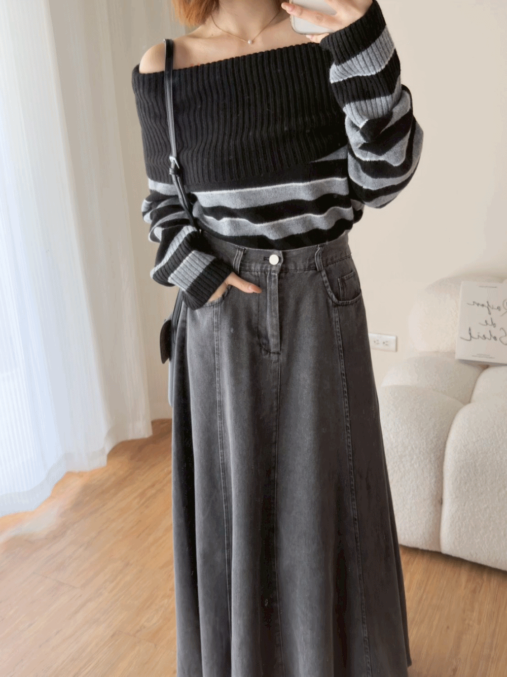 ʀ.ᴄʜ 撞色橫條翻領毛衣