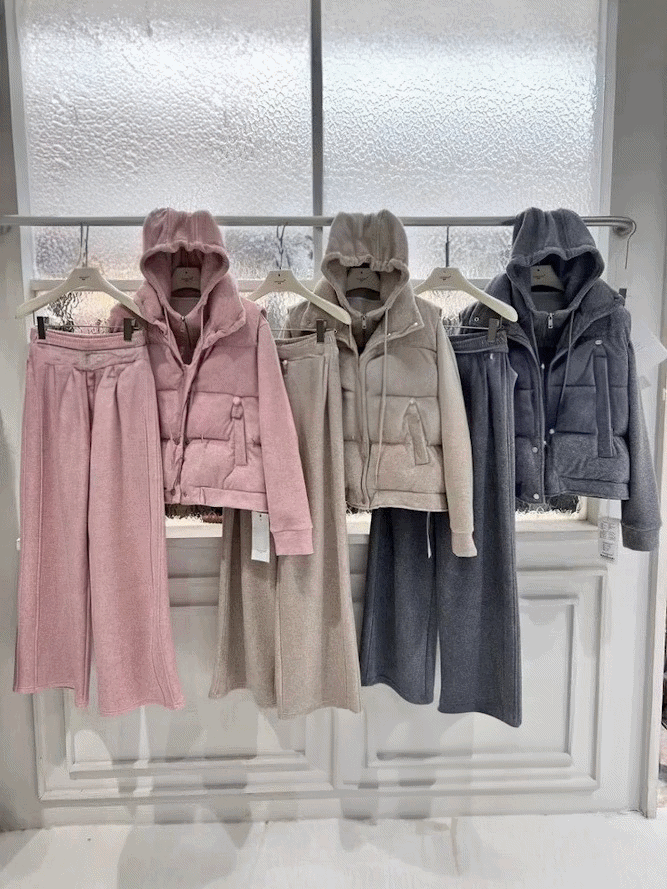 ʀ.ᴄʜ 磨毛鋪棉背心+連帽外套+長褲 厚版 三件式套裝