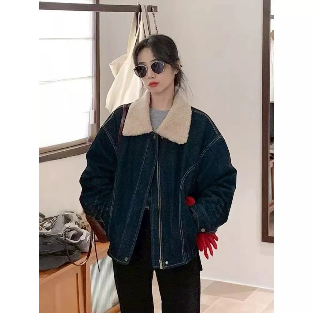 ʀ.ᴄʜQ毛領牛仔鴨絨外套