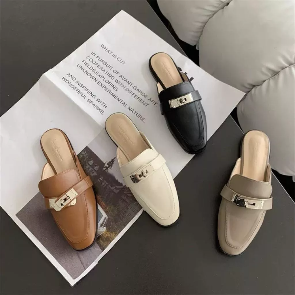 🇰🇷正韓經典愛馬仕鎖釦包頭穆勒拖鞋