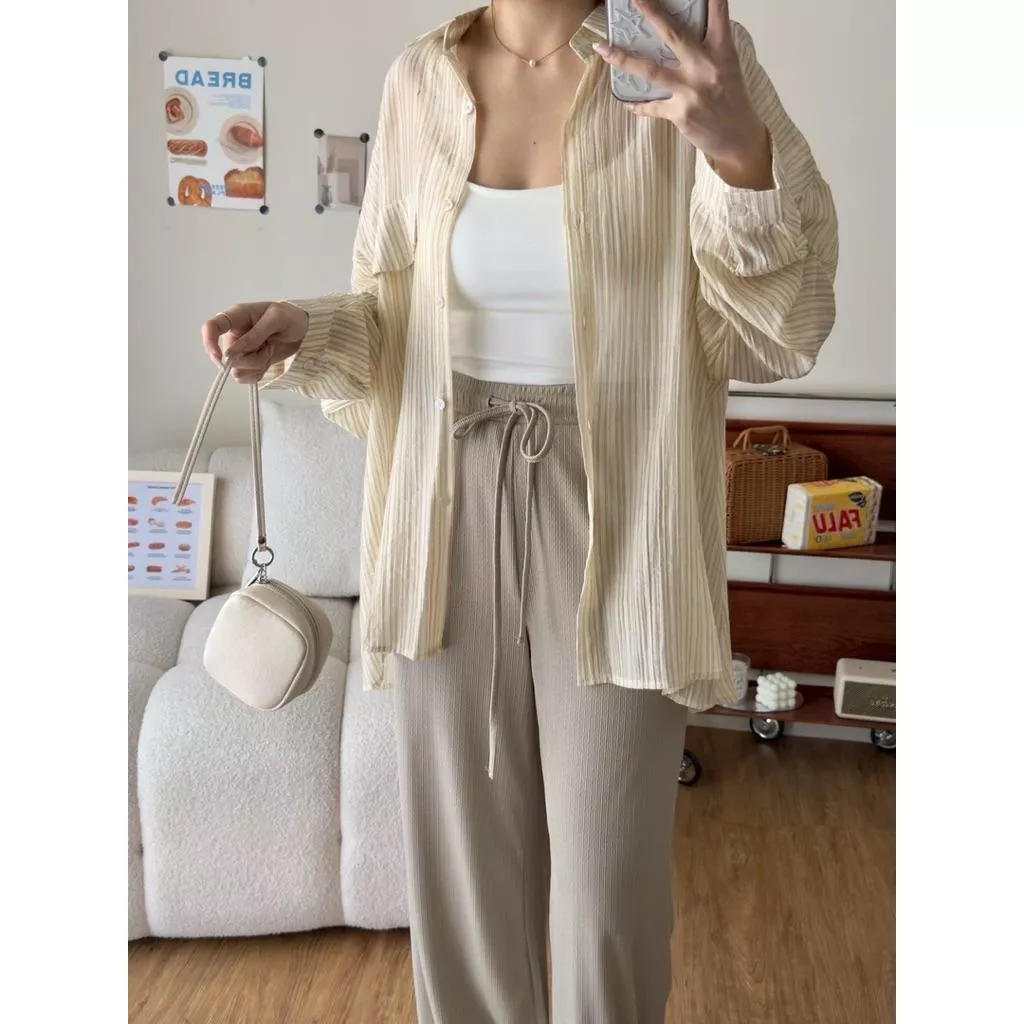 ʀ.ᴄʜ 透感雙色直條襯衫