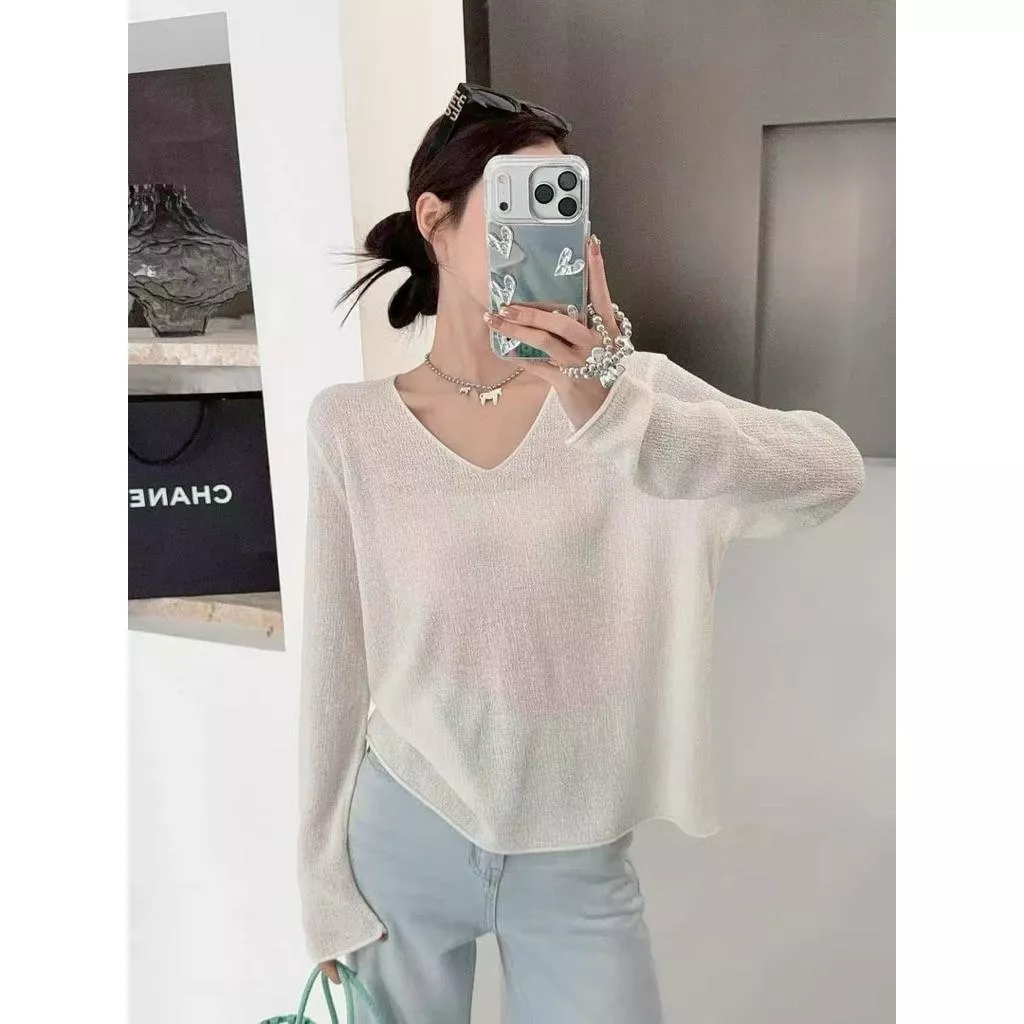 ʀ.ᴄʜ 微透膚亞麻針織 T