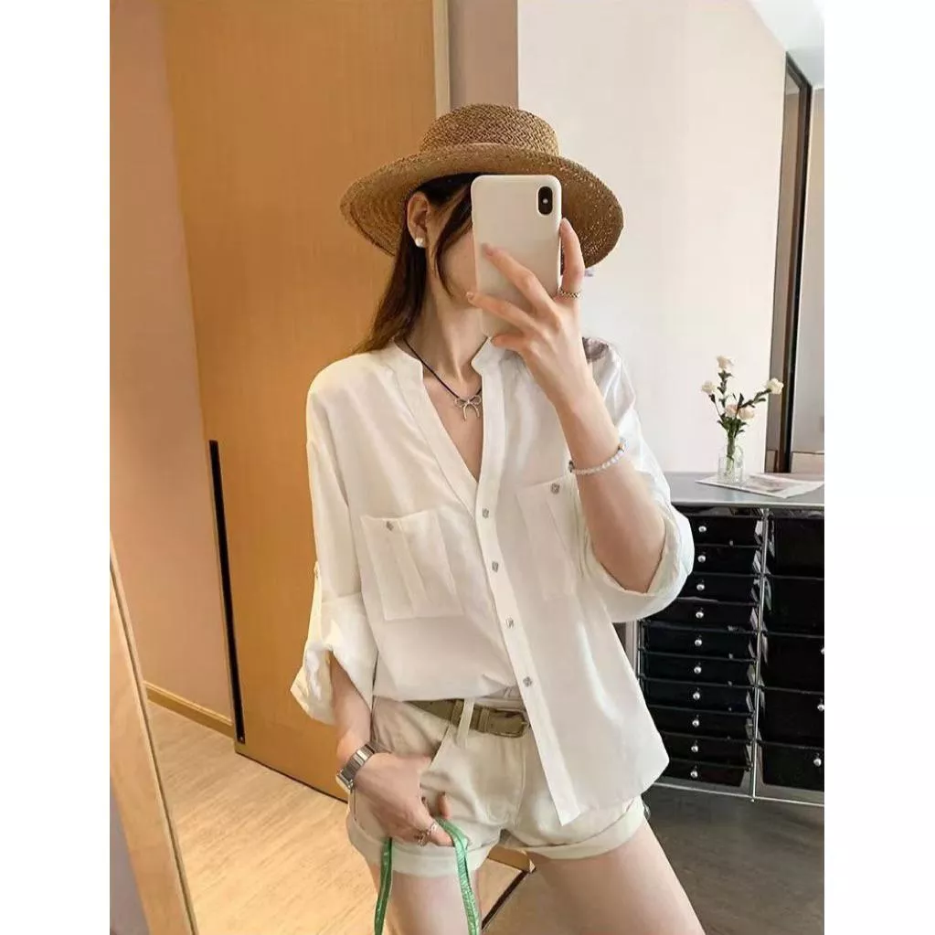 ʀ.ᴄʜ 度假質感V領口袋襯衫