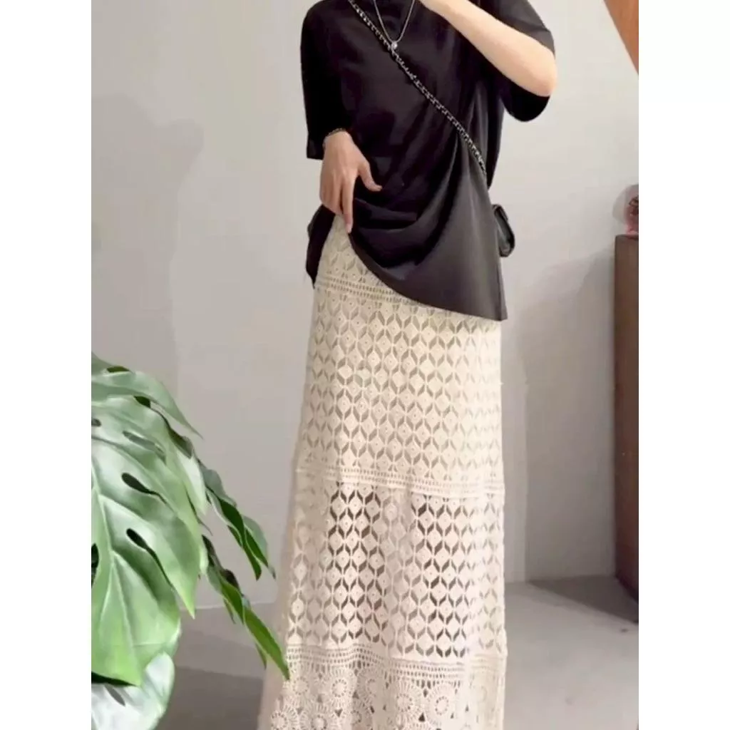 ʀ.ᴄʜ 渡假風菱格緹花針織長裙