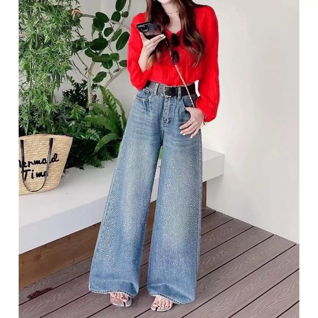 ʀ.ᴄʜ 翹臀口袋亮鑽直筒褲 s-xʟ