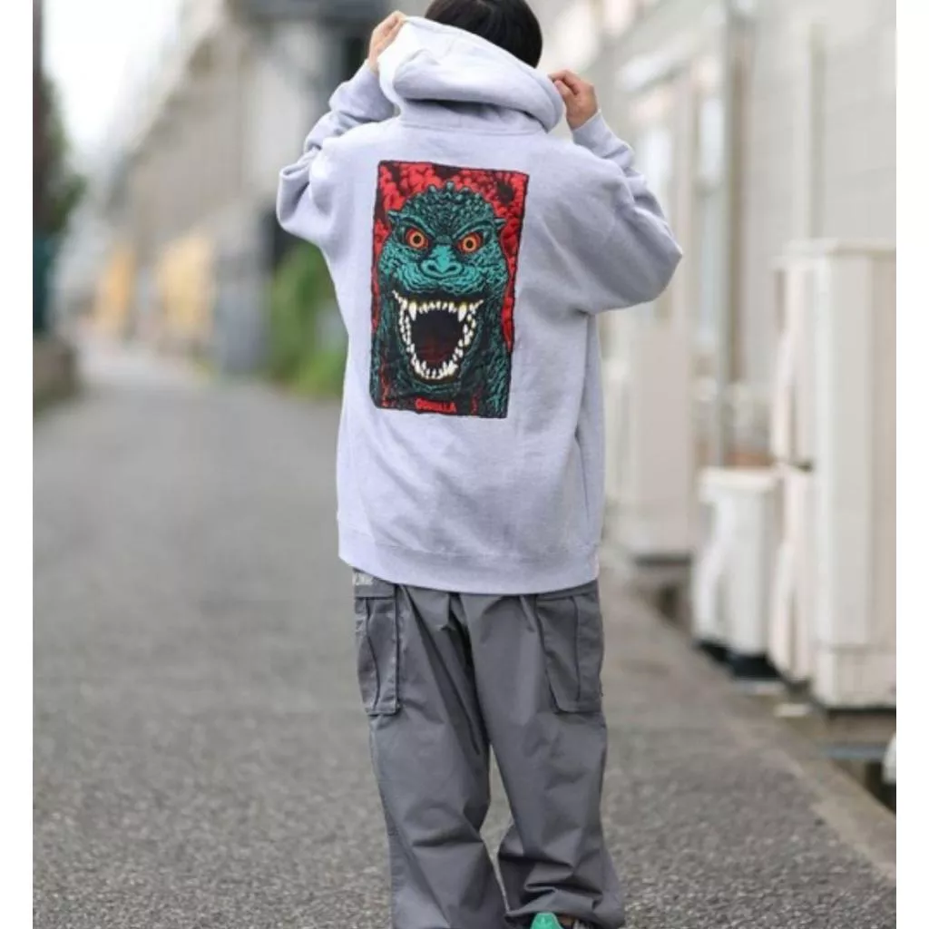 【怪獸天團】SANTACRUZ 哥吉拉聯名款 長袖帽T 白色款 M