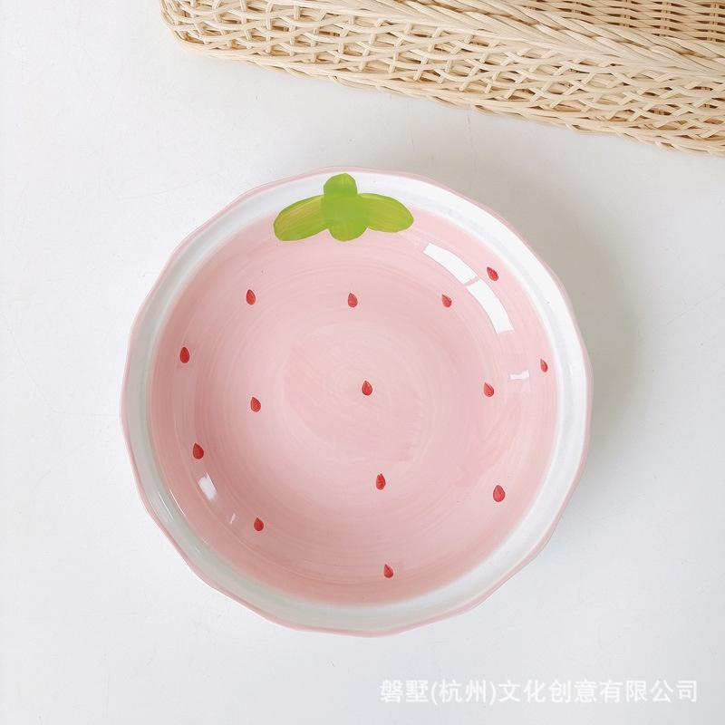 少女系可愛水果圖案陶瓷碗