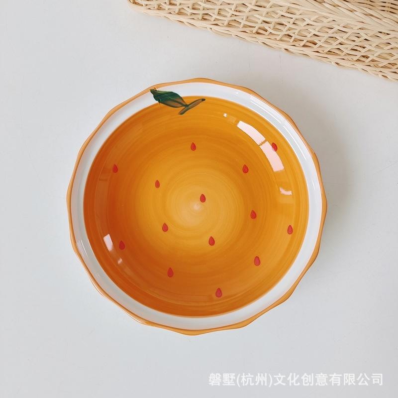 少女系可愛水果圖案陶瓷碗